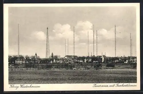 AK Königs Wusterhausen, Panorama mit Funkertürmen