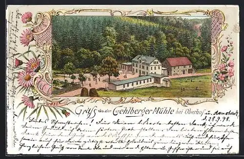 Lithographie Gehlberg, Gasthof zur Gehlberger Mühle