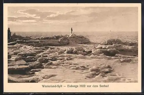 AK Westerland /Sylt, Eisberge vor dem Seebad 1922