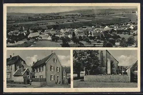 AK Gau-Heppenheim, Bäckerei Georg Hottum Ww., Ortsansicht aus der Vogelschau
