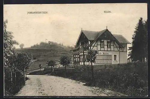 AK Hain / Zittau, Cafe Waldheim mit Johannisstein