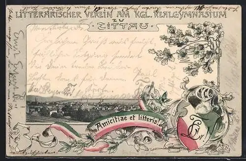 AK Zittau, Studentenwappen Litterarischer Verein am Kgl. Realgymnasium