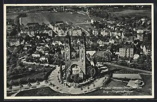 AK Dresden-Strehlen, Fliegeraufnahme der Christuskirche