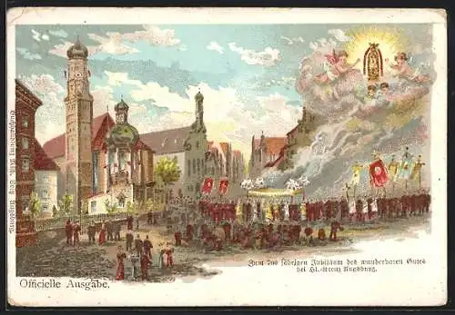 Lithographie Augsburg, Zum 700 jährigen Jubiläum des wunderbaren Gutes bei Hl.-Kreuz