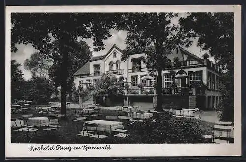 AK Burg im Spreewald, Kurhotel mit Garten, Inh. J. Müller