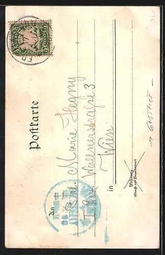 Lithographie Freilassing /Bayern, Gasthof Schmiedhäusel, Bes. Hans v. Maffei