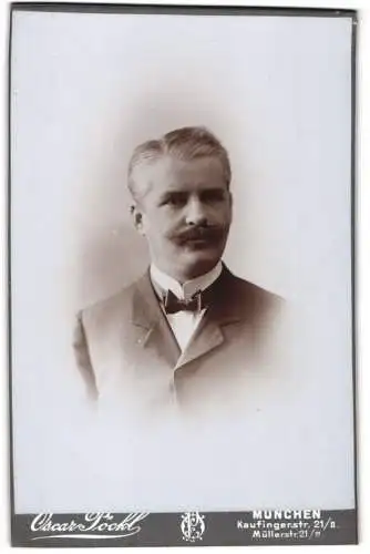 Fotografie Oscar Pöckl, München, Kaufingerstr. 21, Porträt eines Herren mit Schnurrbart