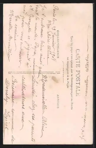 AK Idylle Enfantine, Un petit trottin allait trottinant, kleiner Radfahrer und Mädchen