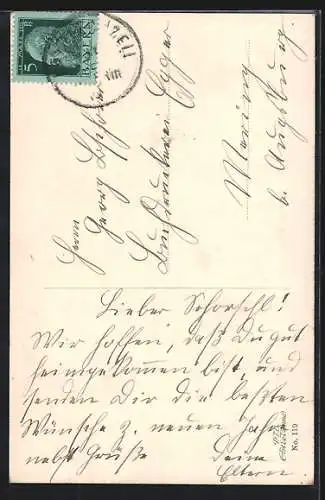 AK Flugzeug mit winkender Dame