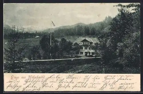 AK Seeshaupt, Gasthaus Hübschmühle mit Umgebung