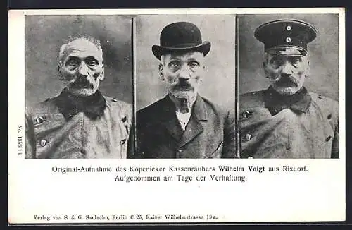 AK Portraits des Köpenicker Kassenräubers Wilhelm Voigt am Tage seiner Verhaftung