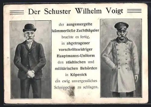 Künstler-AK Berlin, Köpenick, Der Schuster Wilhelm Voigt