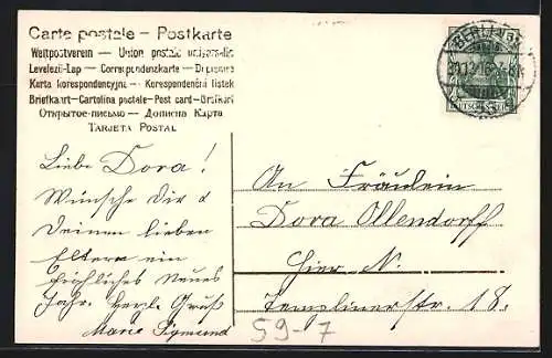 AK Neujahrsgruss mit Kalender und Blumenkranz