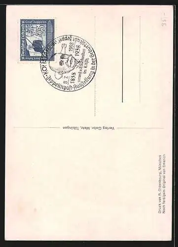 AK Konstanz, Zeppelinpost-Ausstellung, Portrait des Grafen Zeppelin in Uniform, zum 100. Geburtstag, im Juli 1938