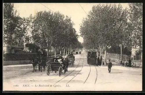 AK Nice, le Boulevard de Cimiez, Strassenbahn