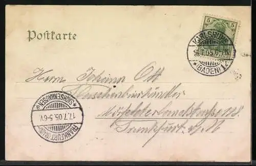 AK Karlsruhe, Blick auf Marktplatz mit Pyramide u. Strassenbahn