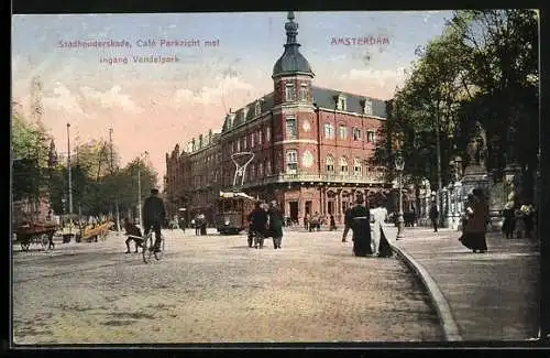 AK Amsterdam, Stadhouderskade mit Strassenbahn