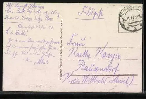 AK Darmstadt, Louisenplatz mit Ludwigsäule und Strassenbahn