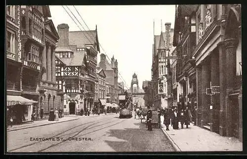 AK Chester, Eastgate St., Strassenbahn