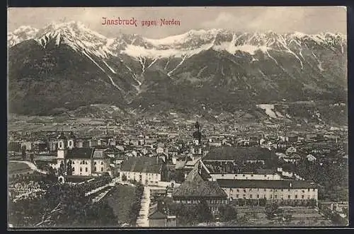 AK Innsbruck, Totalansicht gegen Norden aus der Vogelschau