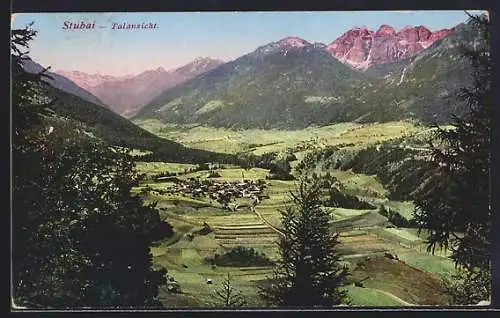 AK Telfes /Stubaital, Talansicht mit Bergpanorama