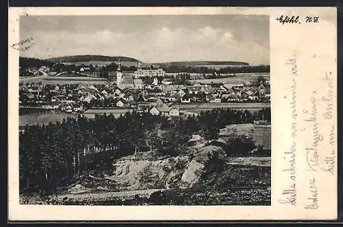 AK Gföhl /N. D., Ortsansicht mit Steinbruch aus der Vogelschau