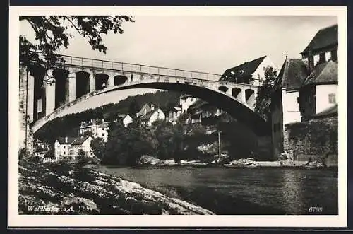 AK Waidhofen a. d. Ybbs, Flusspartie mit Brücke