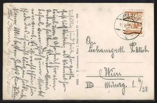 AK Marbach a. d. Donau, Ortspanorama mit Maria-Taferl u. Donaudampfer