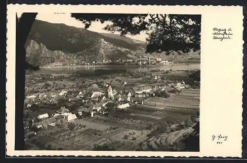 AK Rossatz, Ortsansicht aus der Vogelschau