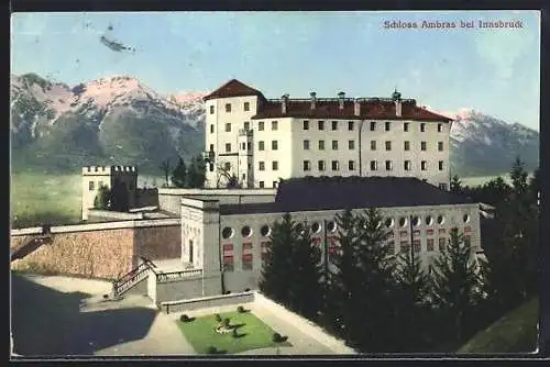 AK Innsbruck, Schloss Ambras mit Schlossgarten