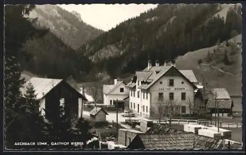 AK Aschbach /Stmk., Gasthof Biber mit Umgebung