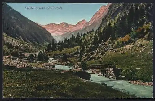 AK Ginzling /Zillertal, Bachpartie im Floitengrund in der Abenddämmerung