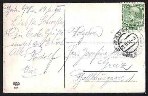 AK Baden bei Wien, Blick über die Dächer