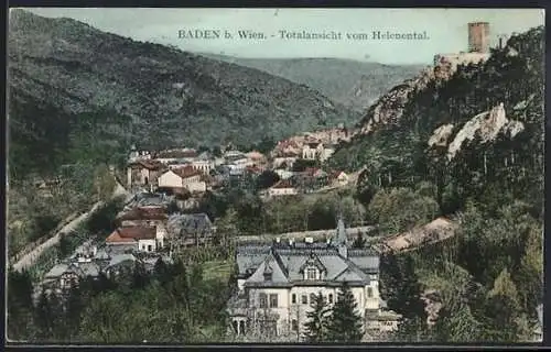 AK Baden bei Wien, Totalansicht vom Helenental