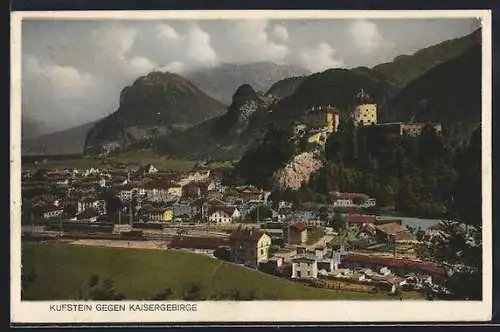 AK Kufstein, Ortschaft gegen Kaisergebirge