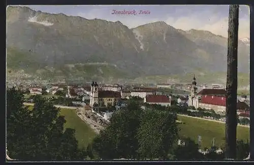 AK Innsbruck, Stadtansicht aus der Vogelschau