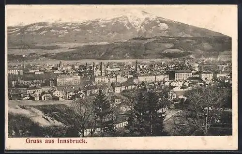 AK Innsbruck, Stadtansicht mit Bergpanorama
