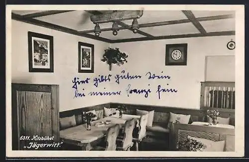 AK Kitzbühel, Gasthaus Jägerwirt, Blick in die Gaststube