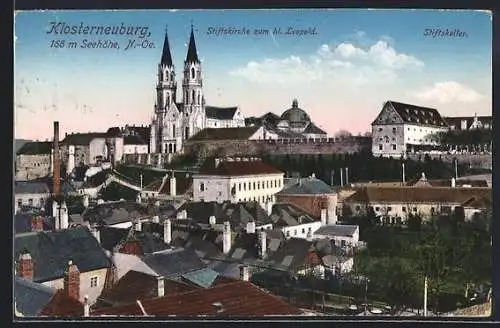 AK Klosterneuburg /N.-Oe., Stiftskirche zum heiligen Leopold und Gasthaus Stiftskeller