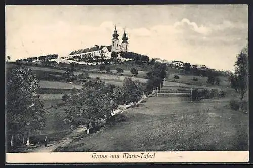 AK Maria-Taferl, Ortsansicht vom Fusse des Hügels