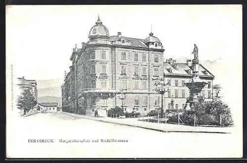 AK Innsbruck, Margarethenplatz und Radolfbrunnen