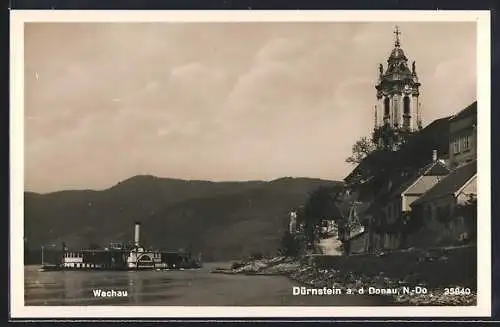 AK Dürnstein a. d. Donau, Dampfer Dürnstein und Kirche