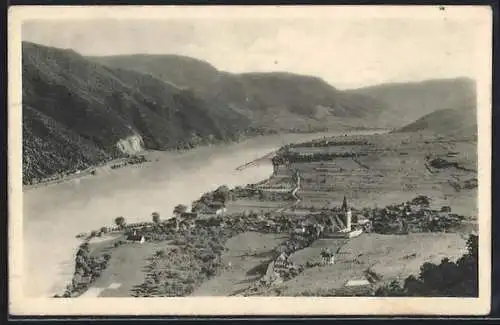 AK Weissenkirchen a.d.Donau, Teilansicht aus der Vogelschau