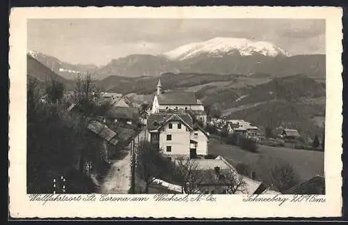 AK St. Corona am Wechsel, Ortsansicht mit Schneeberg