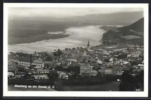AK Hainburg an der Donau, Ortsansicht mit Donaupartie