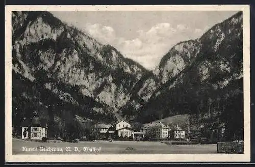 AK Reichenau /N. D., Thalhof gegen die Berge