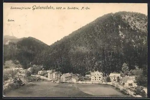 AK Gutenstein, Ortsansicht mit Ruine