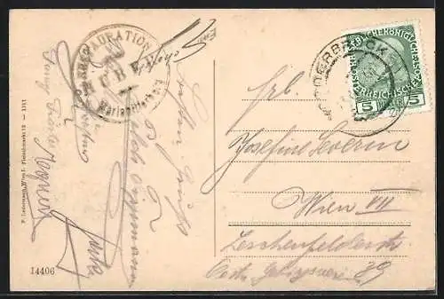 AK Gutenstein, Ortsansicht mit Ruine