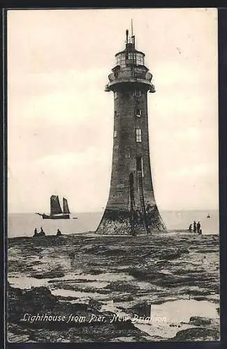 AK New Brighton, Lighthouse from Pier