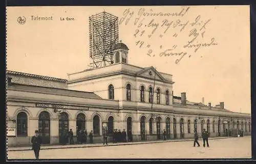 AK Tirlemont, La Gare, Strasse am Bahnhof